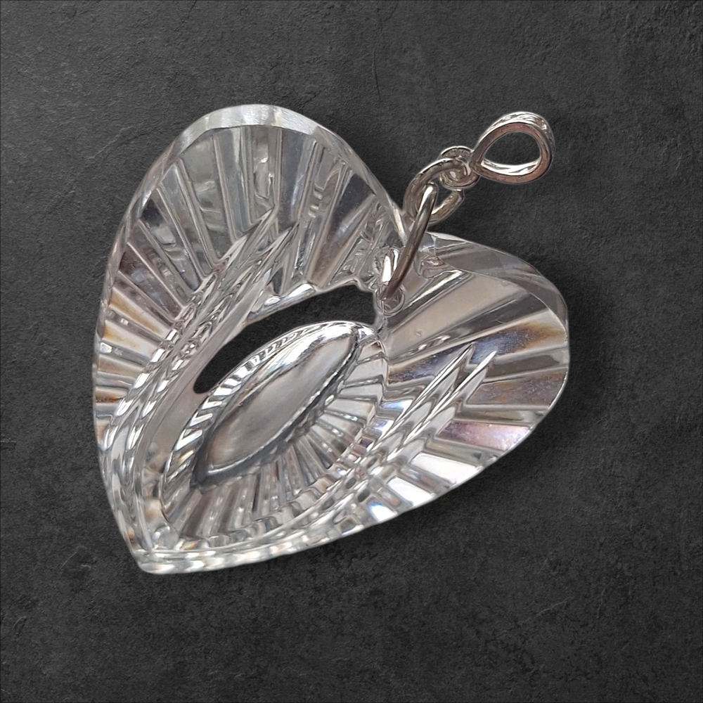 Waterford Crystal Heart Necklace - Clear 2" 24.58 Grams .925 STERLING SILVER - Picture 6 of 6